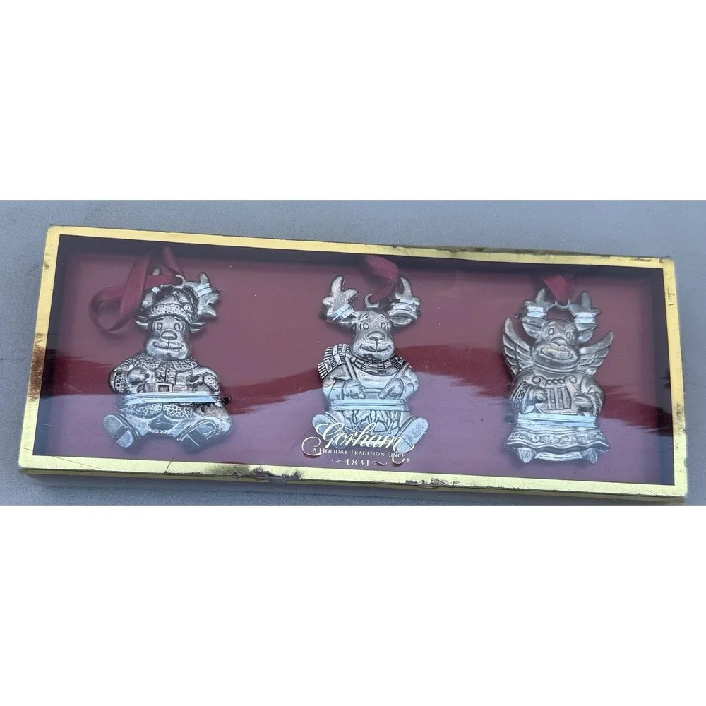 Gorham Silver Plated‎ Ornaments Set of 3 Reindeer New